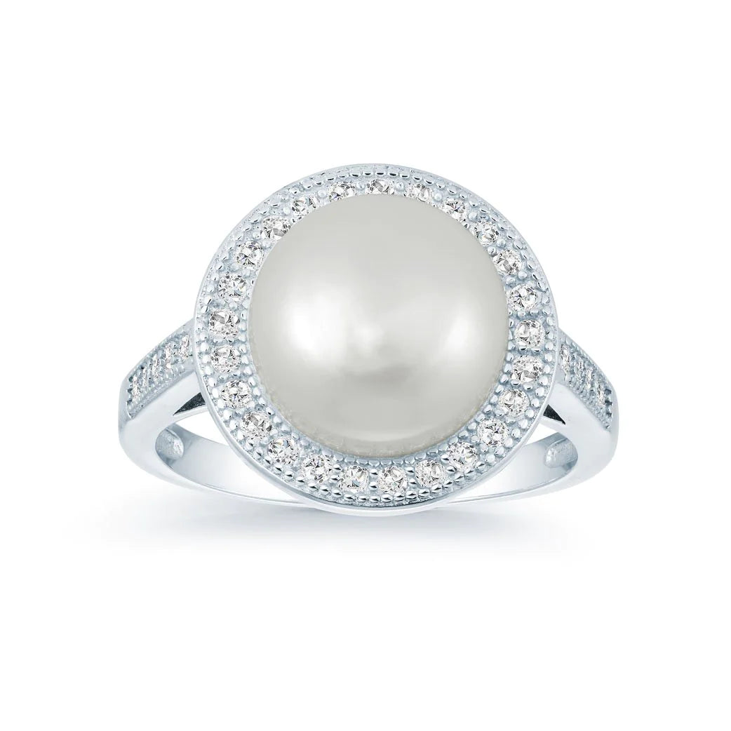 Miss Mimi Freshwater Pearl Halo Ring | Sterling Silver | ORLY Jewellers