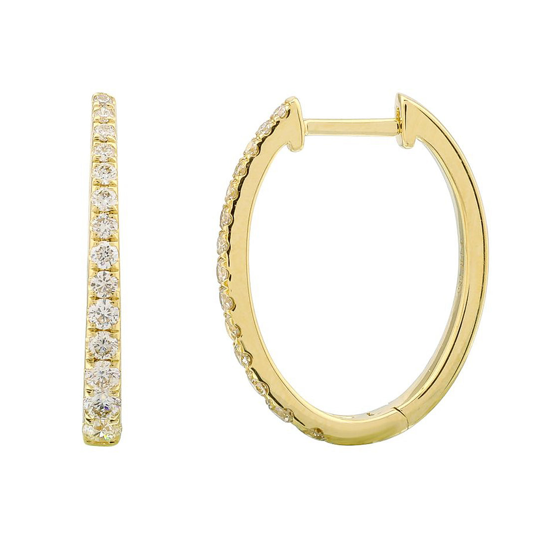 14K Gold Tapered Diamond Hoop Earrings by ORLY Jewellers