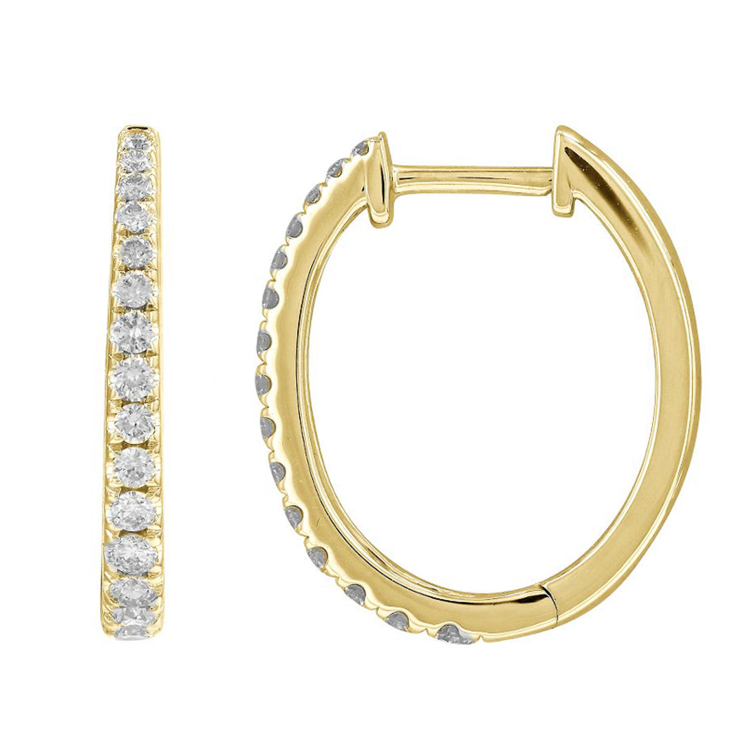 14K Gold Large Diamond Tapered Hoop Earrings by ORLY Jewellers