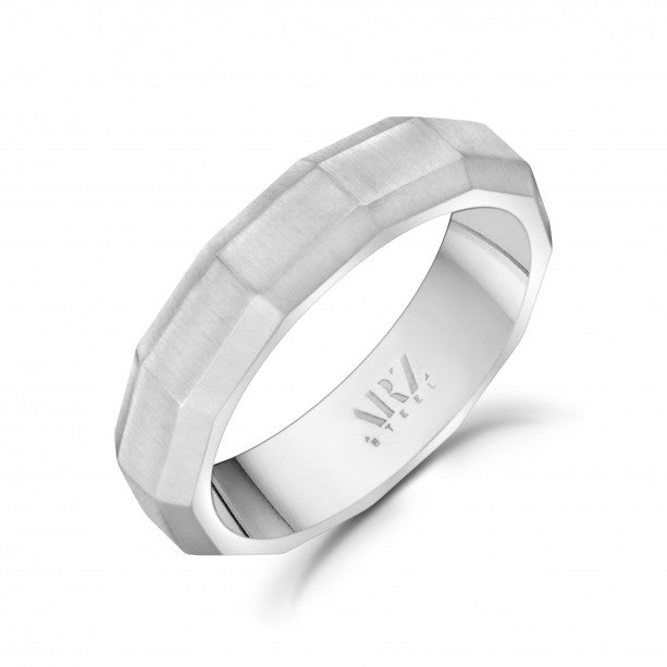 A.R.Z Steel Matte Faceted Ring | Stainless Steel | ORLY Jewellers