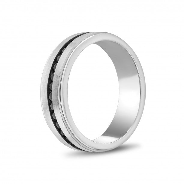 A.R.Z Steel 7mm Black Stone Ring