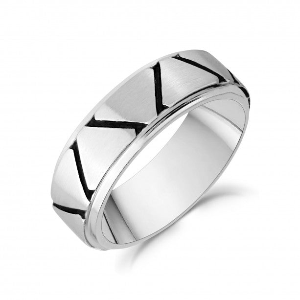 A.R.Z Stainless Steel 7mm Triangular Design Ring | ORLY Jewellers
