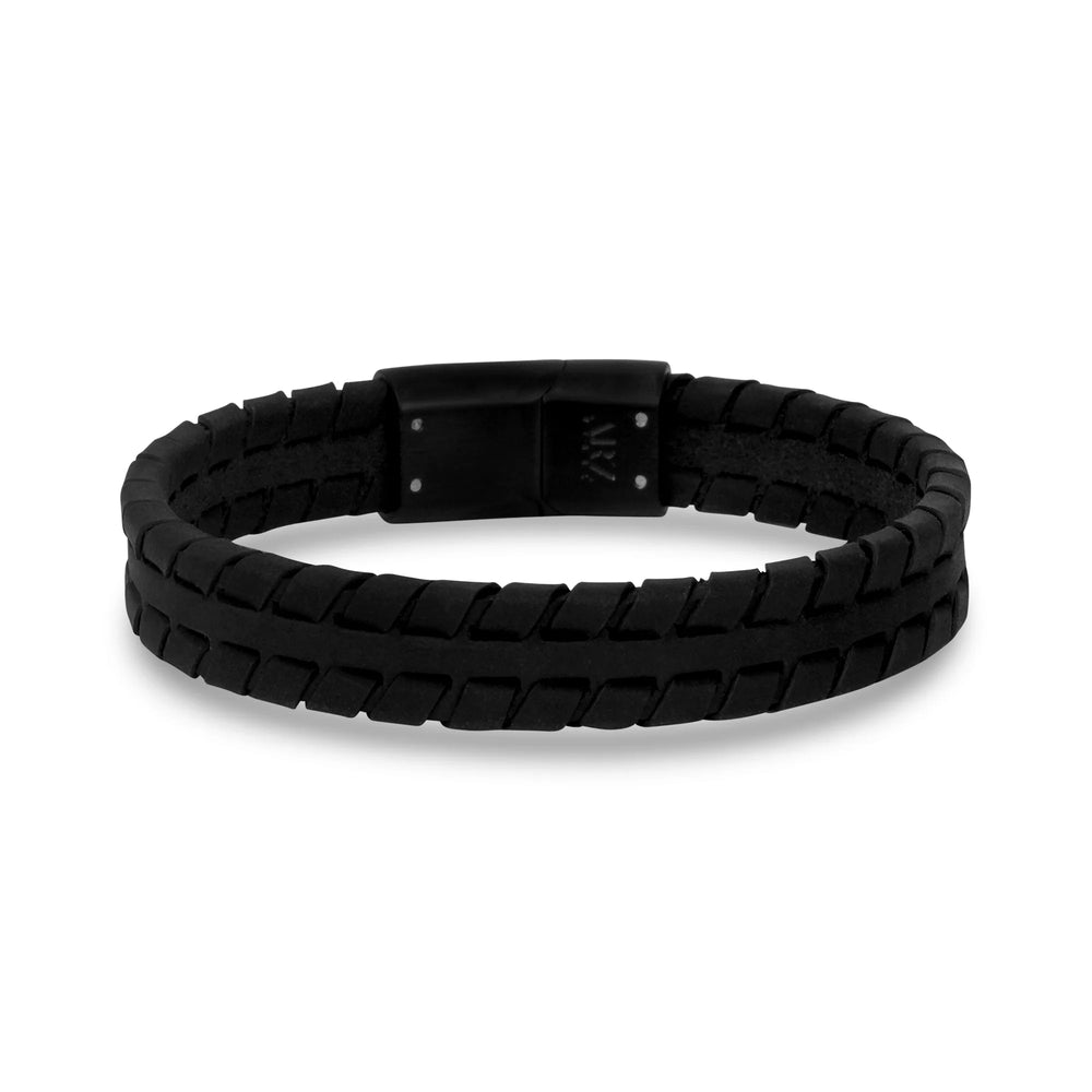 A.R.Z Steel Track Leather Bracelet 12mm - ORLY Jewellers Canada