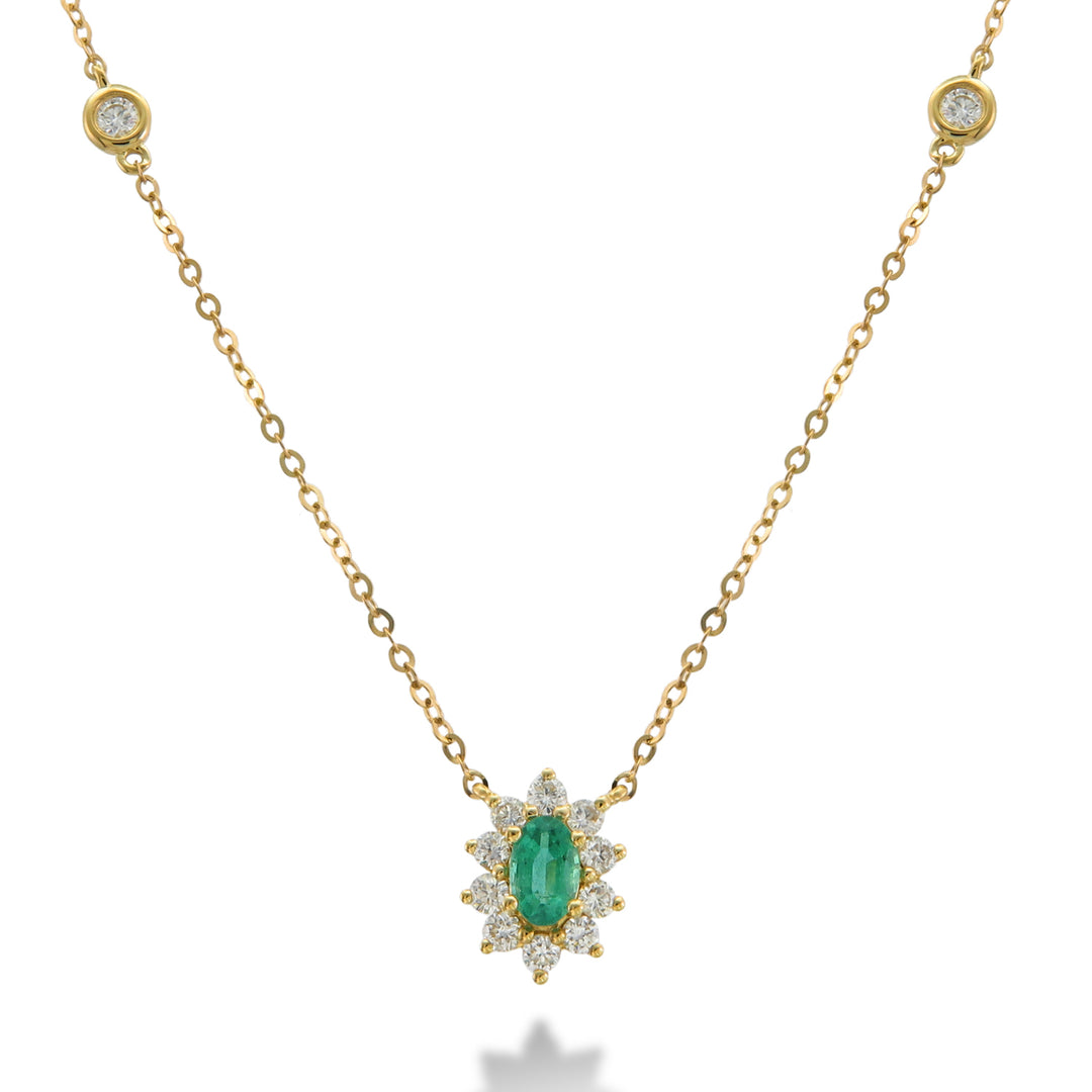 18K Gold Diamond & Emerald Necklace by ORLY Jewellers