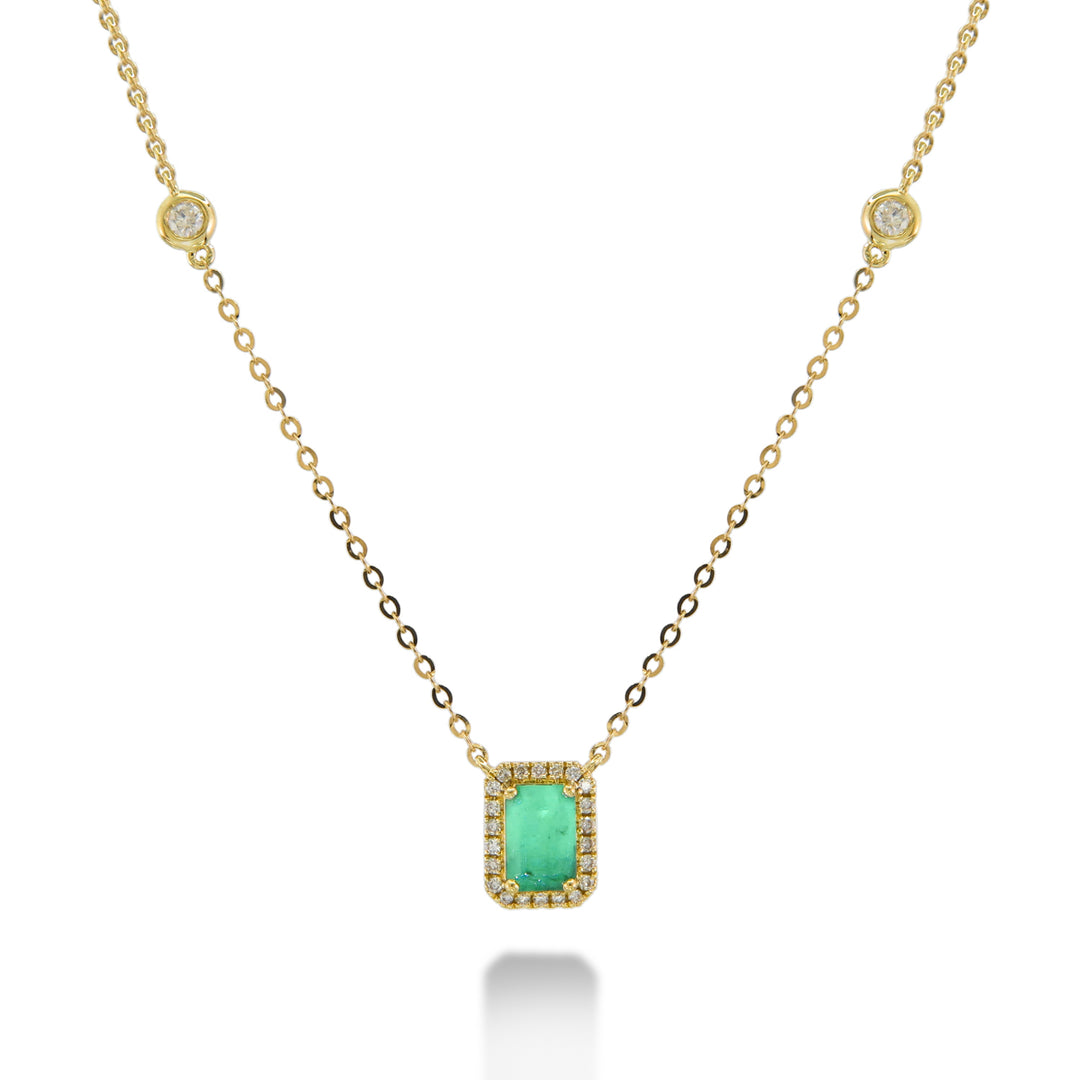 18K Gold Emerald & Diamond Necklace by ORLY Jewellers