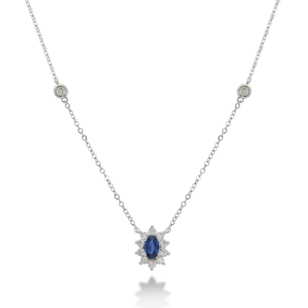 18K Gold Sapphire & Diamond Necklace by ORLY Jewellers