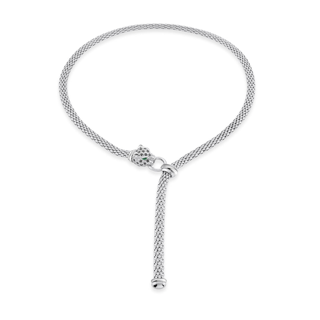 Miss Mimi Mesh Panther Lariat Necklace | Sterling Silver | ORLY Jewellers