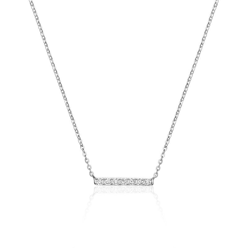 10K White Gold Diamond Bar Necklace by ORLY Jewellers