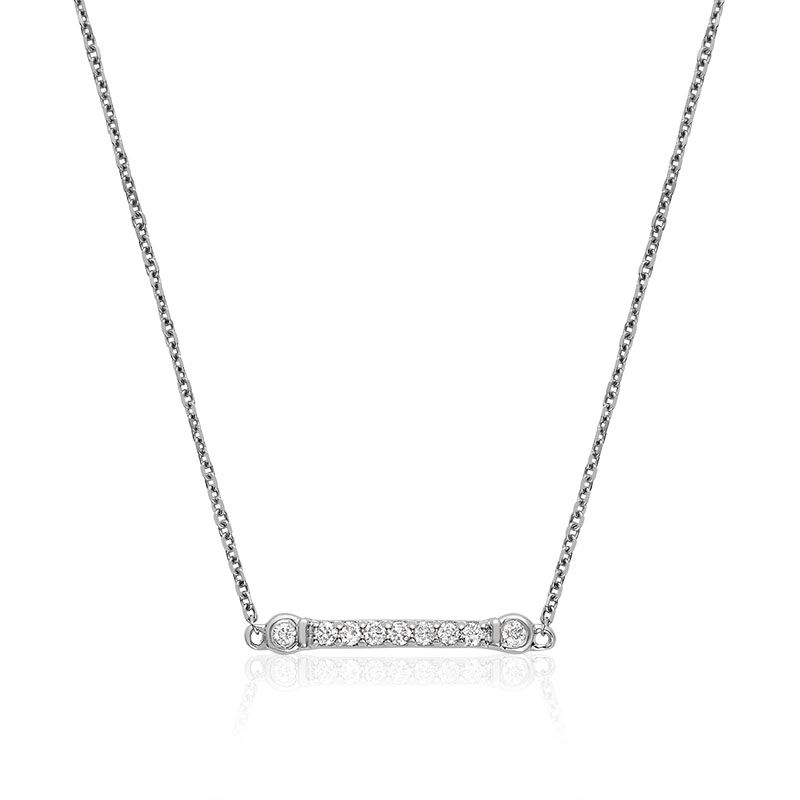 14K White gold diamond Bar necklace by ORLY Jewellers