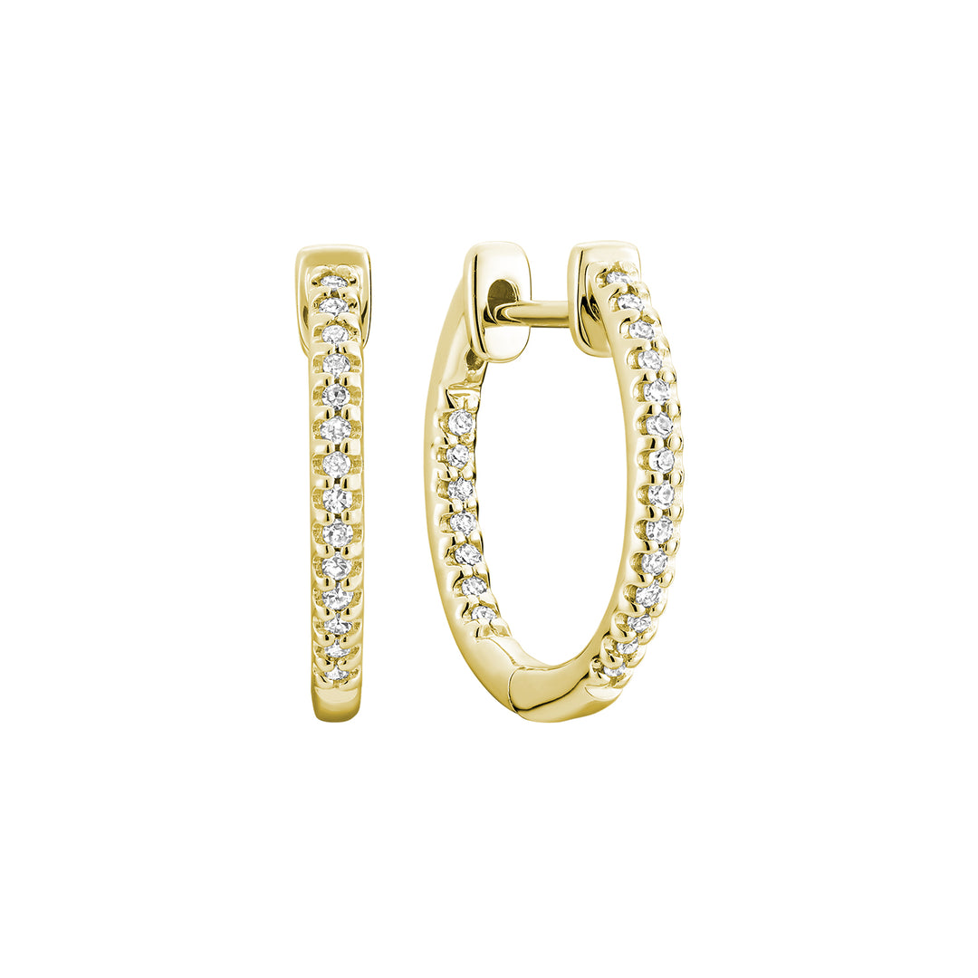 10K Yellow Gold Inside Out Diamond Hoop Earrings 15MM by ORLY Jewellers