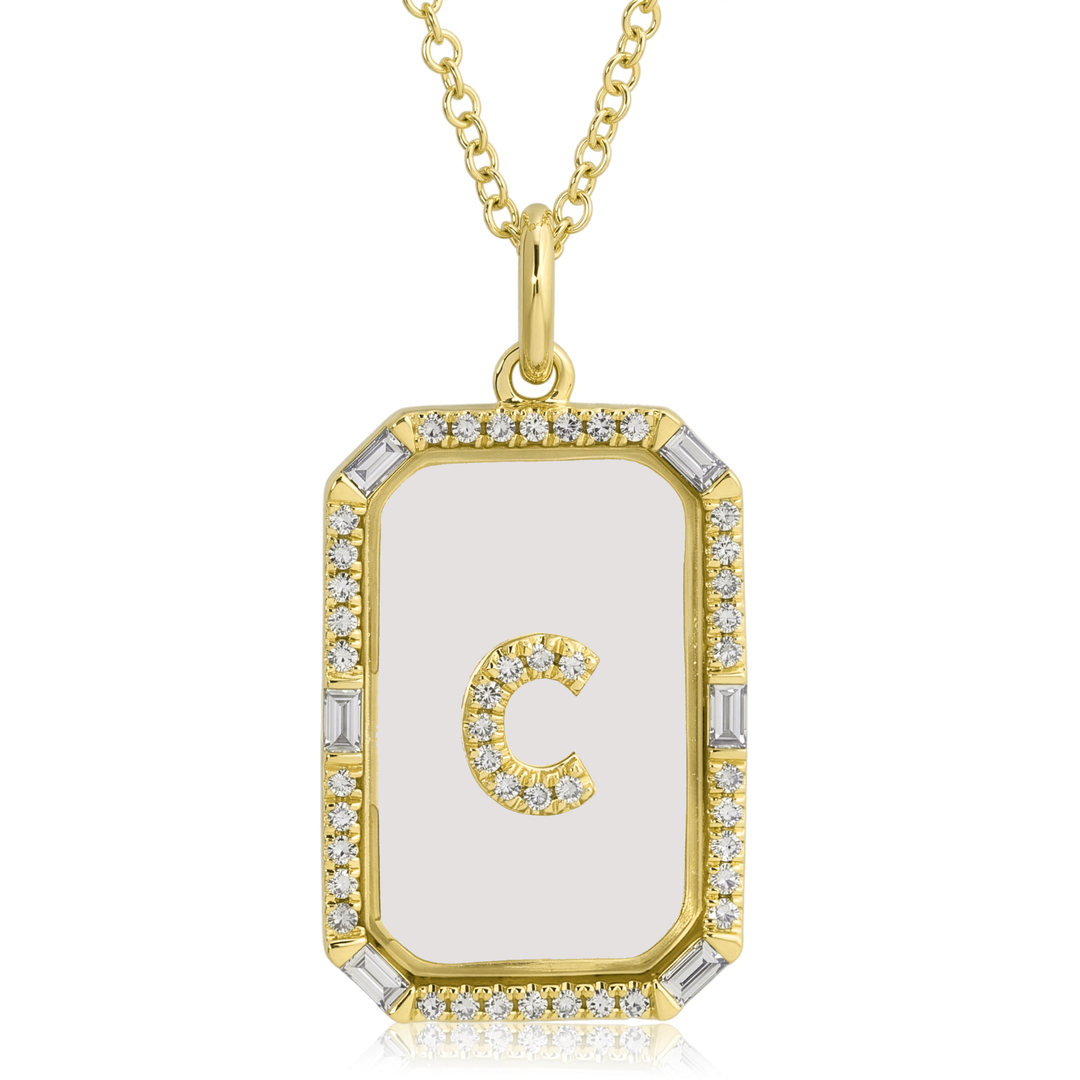 Sapphire Crystal Initial Necklace - Letter C