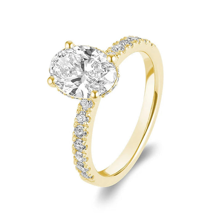 Bridal Oval with Accent Lab Grown Diamond Ring