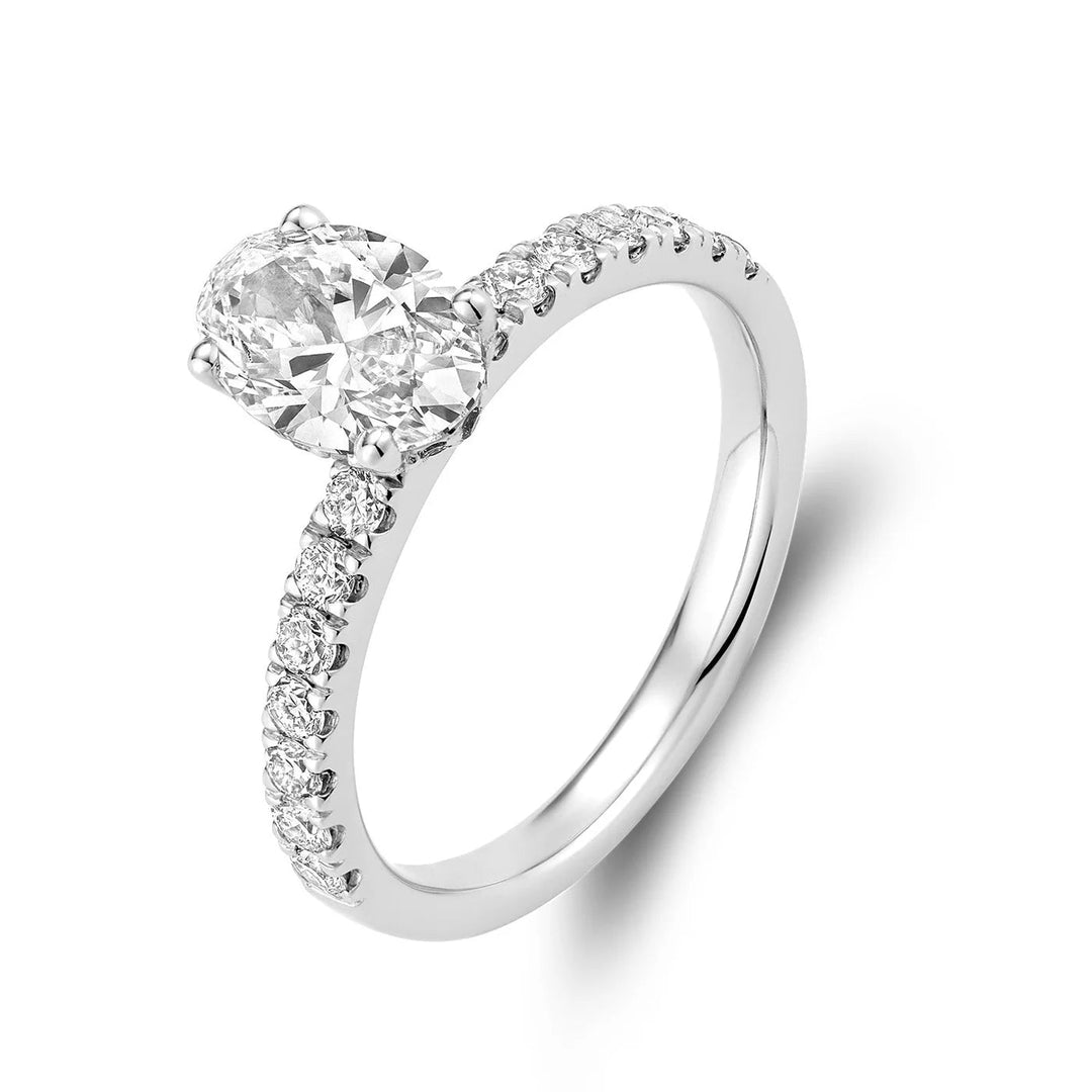 Bridal Oval with Accent Lab Grown Diamond Ring
