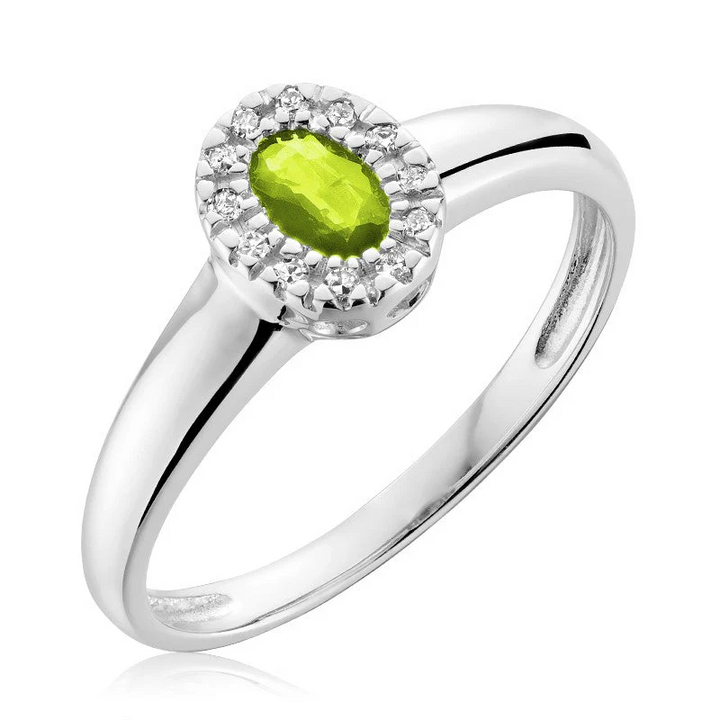 BAGUE EN PIERRE OVALE AVEC HALO DE DIAMANTS