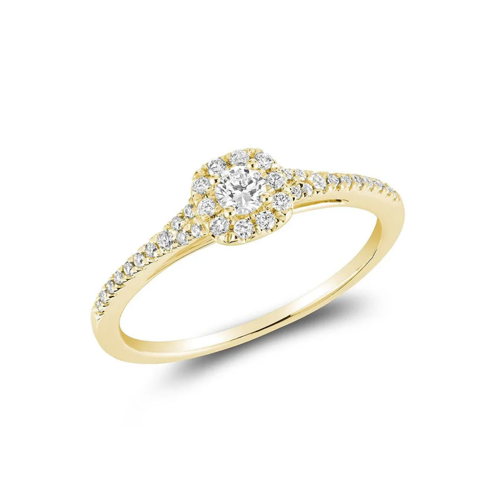 Pave Cushion Halo Diamond Ring