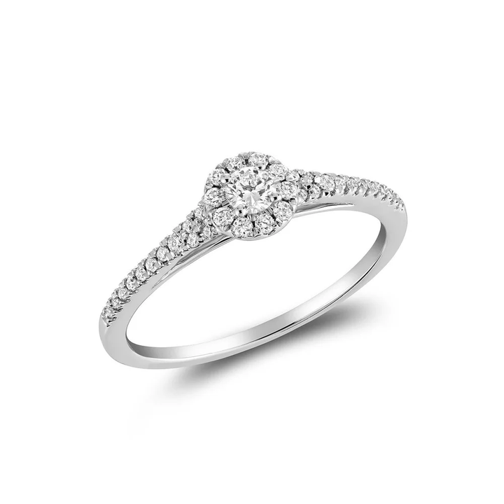 Pave Round Halo Diamond Ring