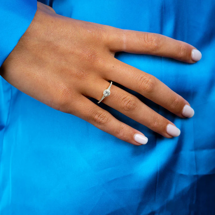Pave Round Halo Diamond Ring