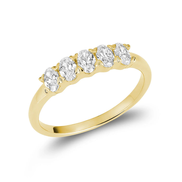 Semi Eternity Five Stone Oval Lab Grown Diamond Ring