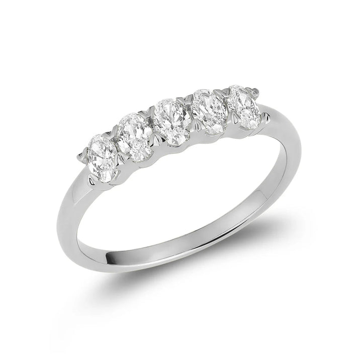 Semi Eternity Five Stone Oval Lab Grown Diamond Ring
