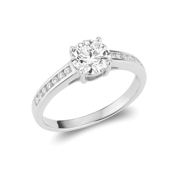 Bridal Round Lab Grown Diamond &amp; Channel Accent Ring