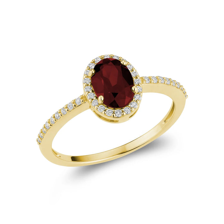 Diamond Halo &amp; Oval Cut Gemstone with Accents Ring