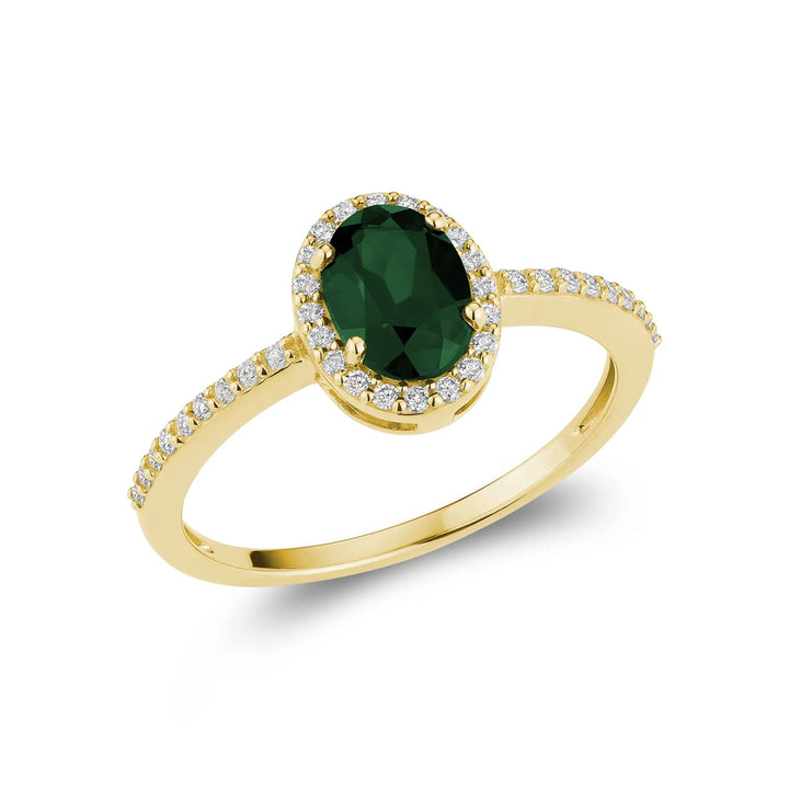 Diamond Halo &amp; Oval Cut Gemstone with Accents Ring