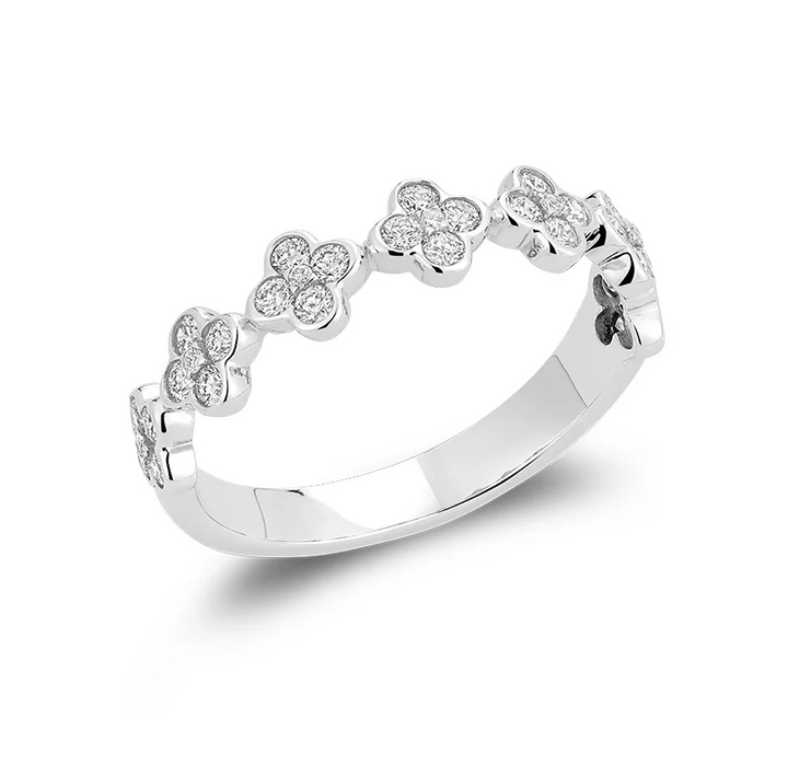 Semi-Eternity Clover Diamond Ring