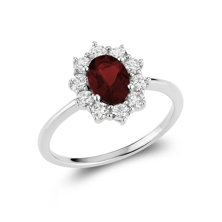 Pointed Halo Lab Grown Diamond &amp; Oval LG Gemstone Ring
