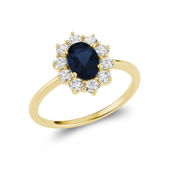 Pointed Halo Lab Grown Diamond &amp; Oval LG Gemstone Ring