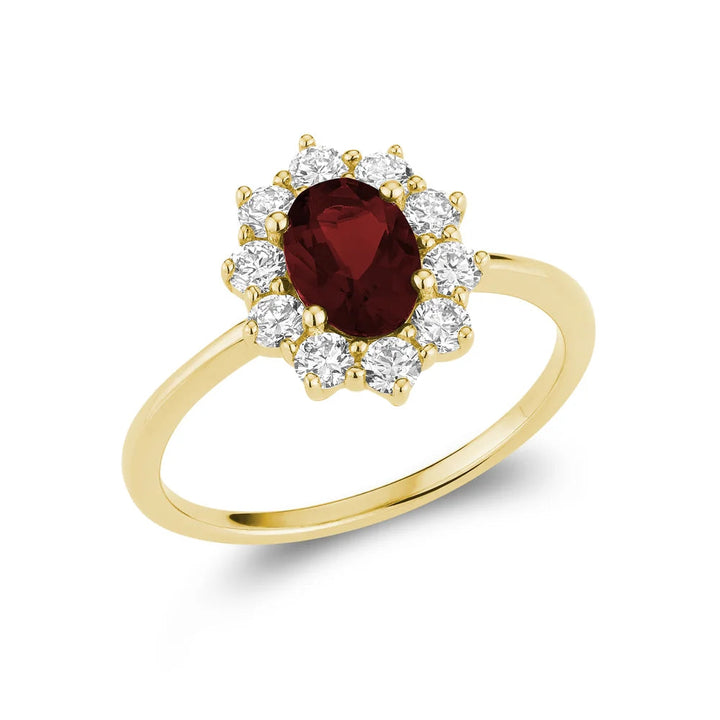Pointed Halo Lab Grown Diamond &amp; Oval LG Gemstone Ring