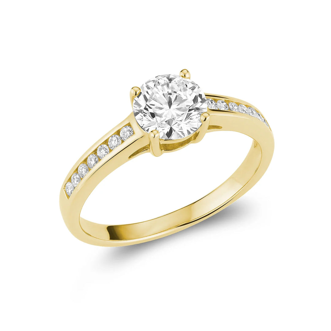 Bridal Round Lab Grown Diamond &amp; Channel Accent Ring