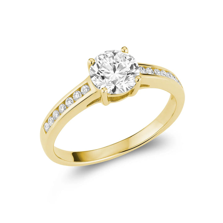 Bridal Round Lab Grown Diamond &amp; Channel Accent Ring