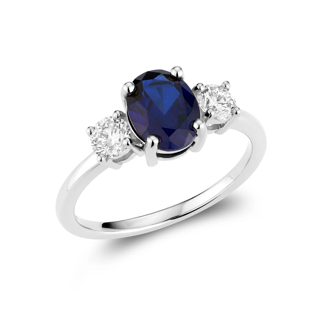 Trinity Oval Lab Grown Gemstone &amp; Round LG Diamond Ring