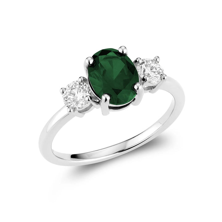 Trinity Oval Lab Grown Gemstone &amp; Round LG Diamond Ring