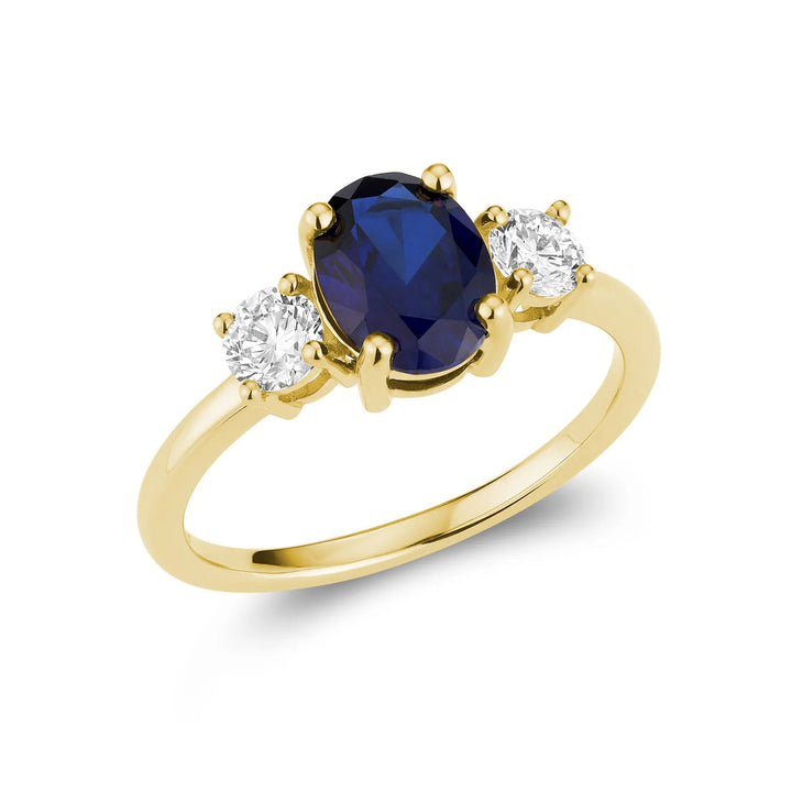 Trinity Oval Lab Grown Gemstone &amp; Round LG Diamond Ring