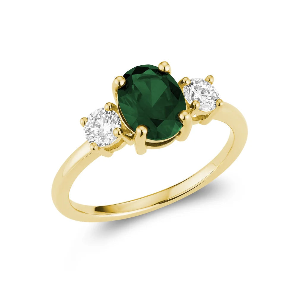 Trinity Oval Lab Grown Gemstone &amp; Round LG Diamond Ring