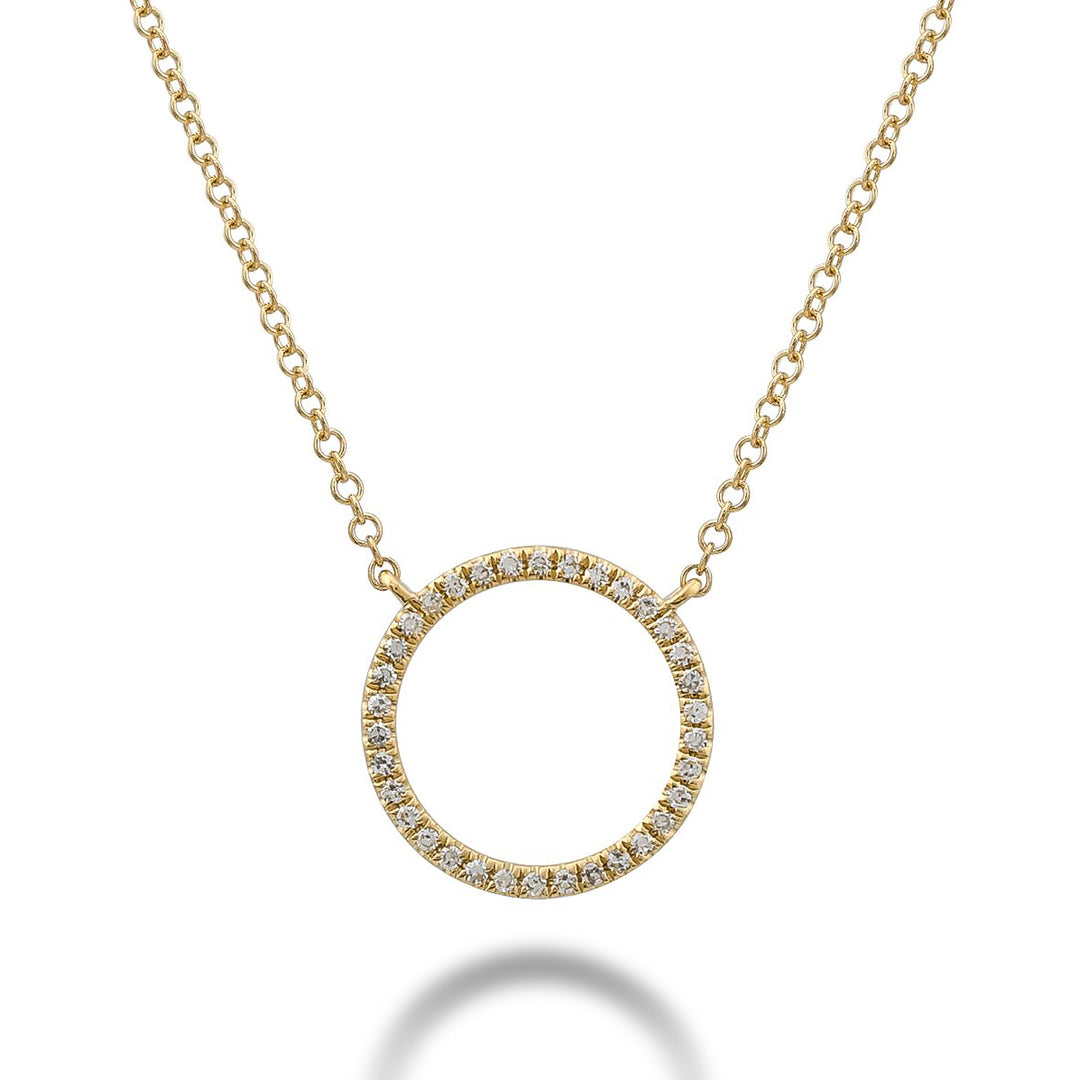 Circle of Life Diamond Necklace in 14K Gold with 34 diamonds totaling 0.09CTDI