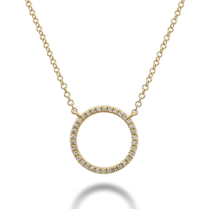 Circle of Life Diamond Necklace in 14K Gold with 34 diamonds totaling 0.09CTDI