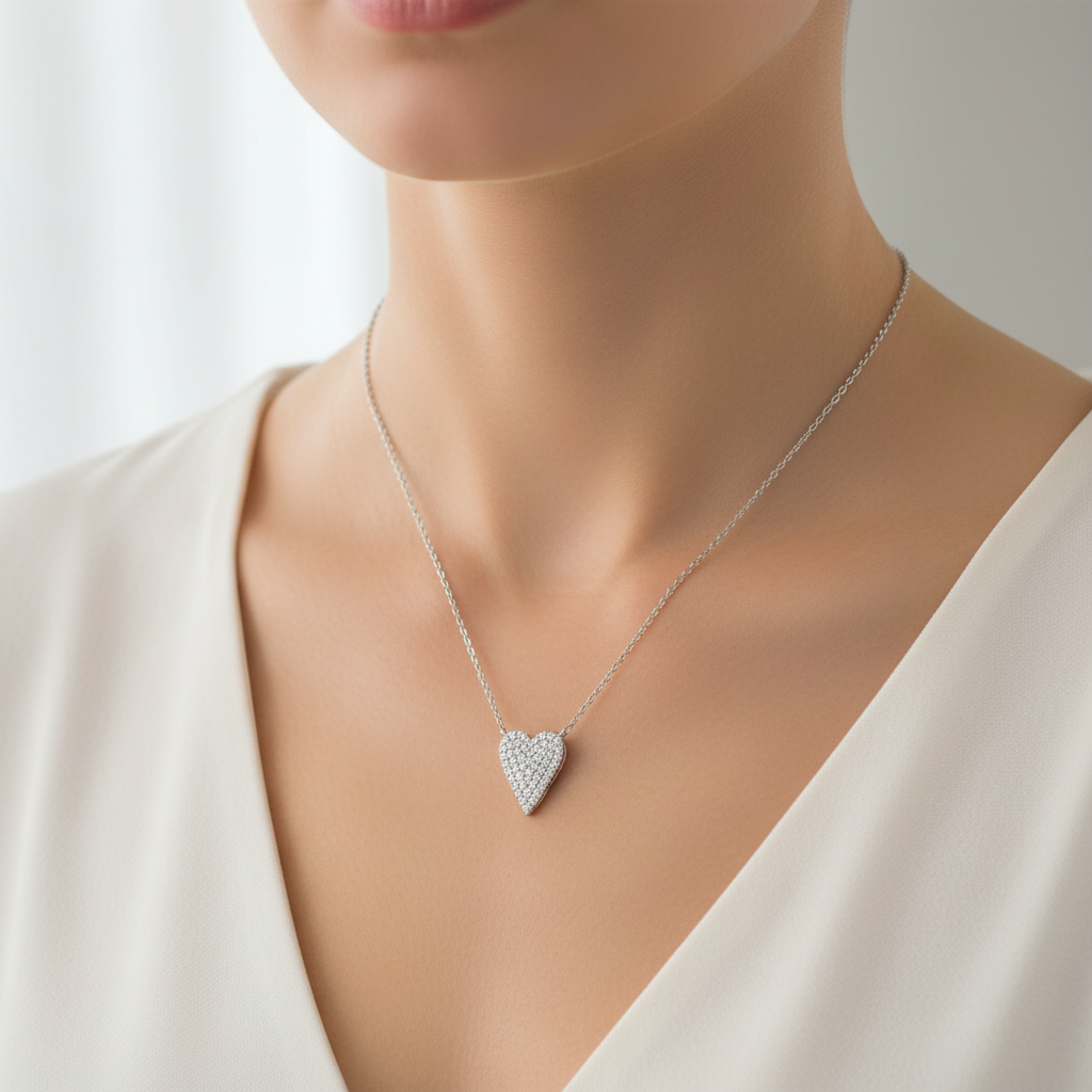 Miss Mimi Heart Pave Necklace
