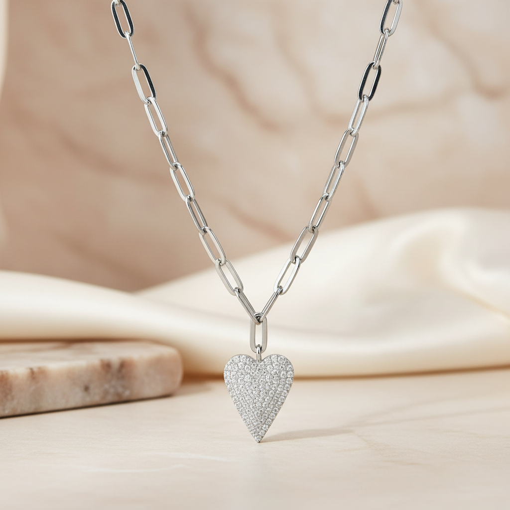 Miss Mimi Heart Pave Necklace