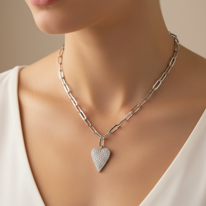 Miss Mimi Heart Pave Necklace
