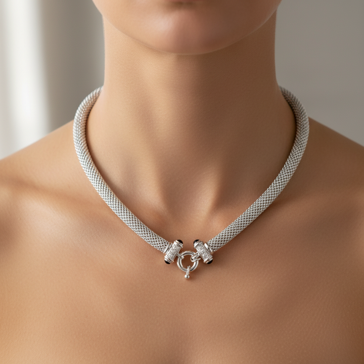 Miss Mimi Mesh Round Buckle Necklace