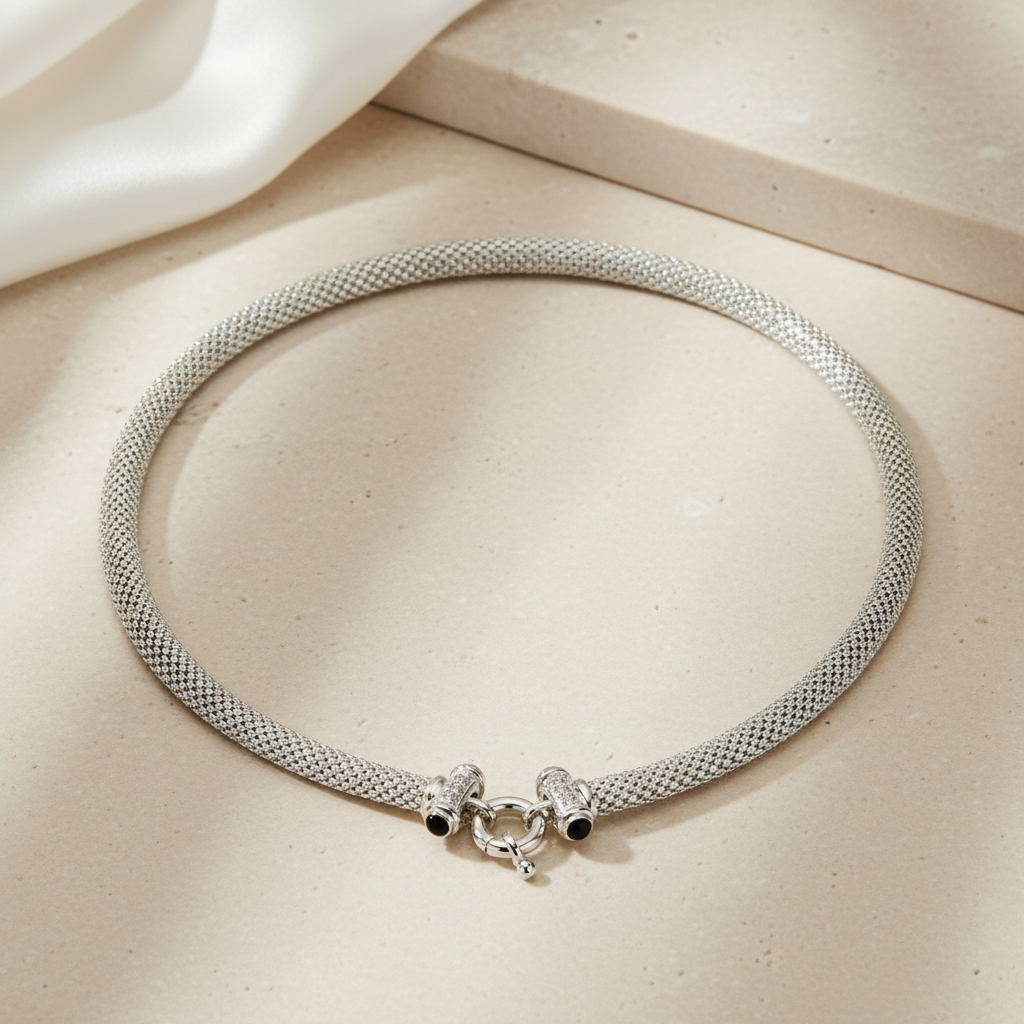 Miss Mimi Mesh Round Buckle Necklace