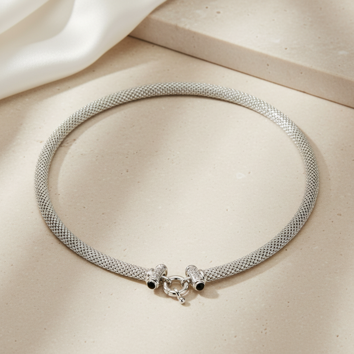 Miss Mimi Mesh Round Buckle Necklace