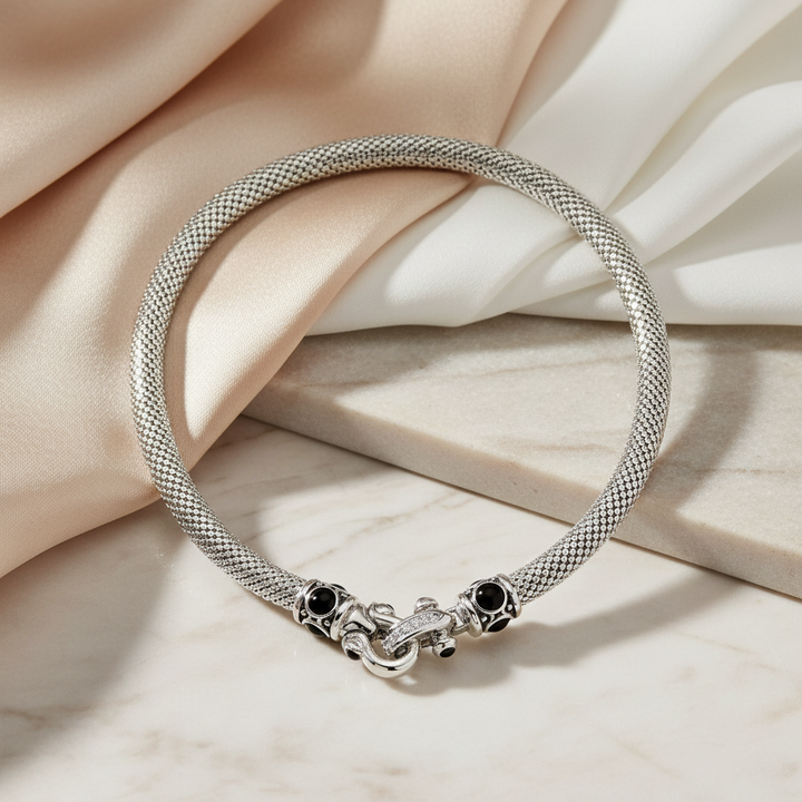 Miss Mimi Mesh Equestrian Front Clasp Necklace