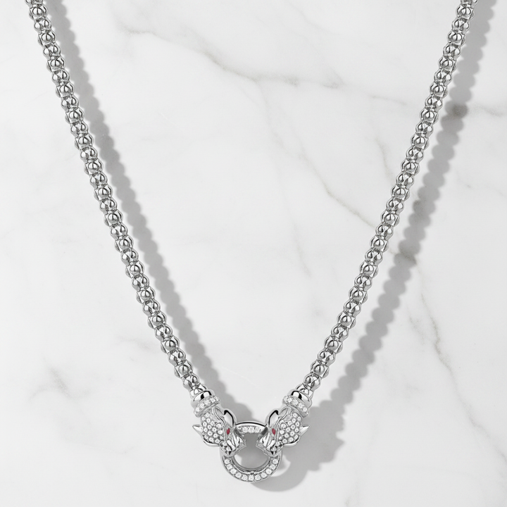 Miss Mimi Double Lionesse Mesh Necklace with Red Eyes