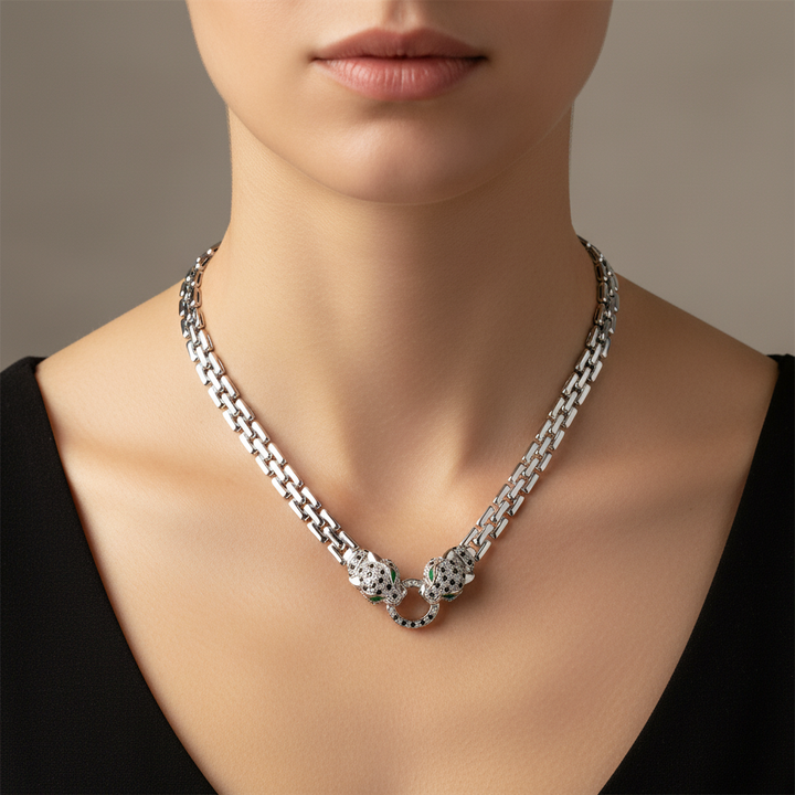 Miss Mimi Cube Link Radiant Panthère Necklace