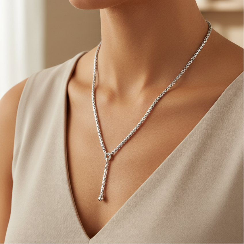 Miss Mimi Flex Lariat Pearl Necklace
