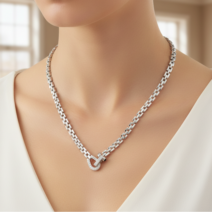 Miss Mimi Equestrian Square Link Necklace