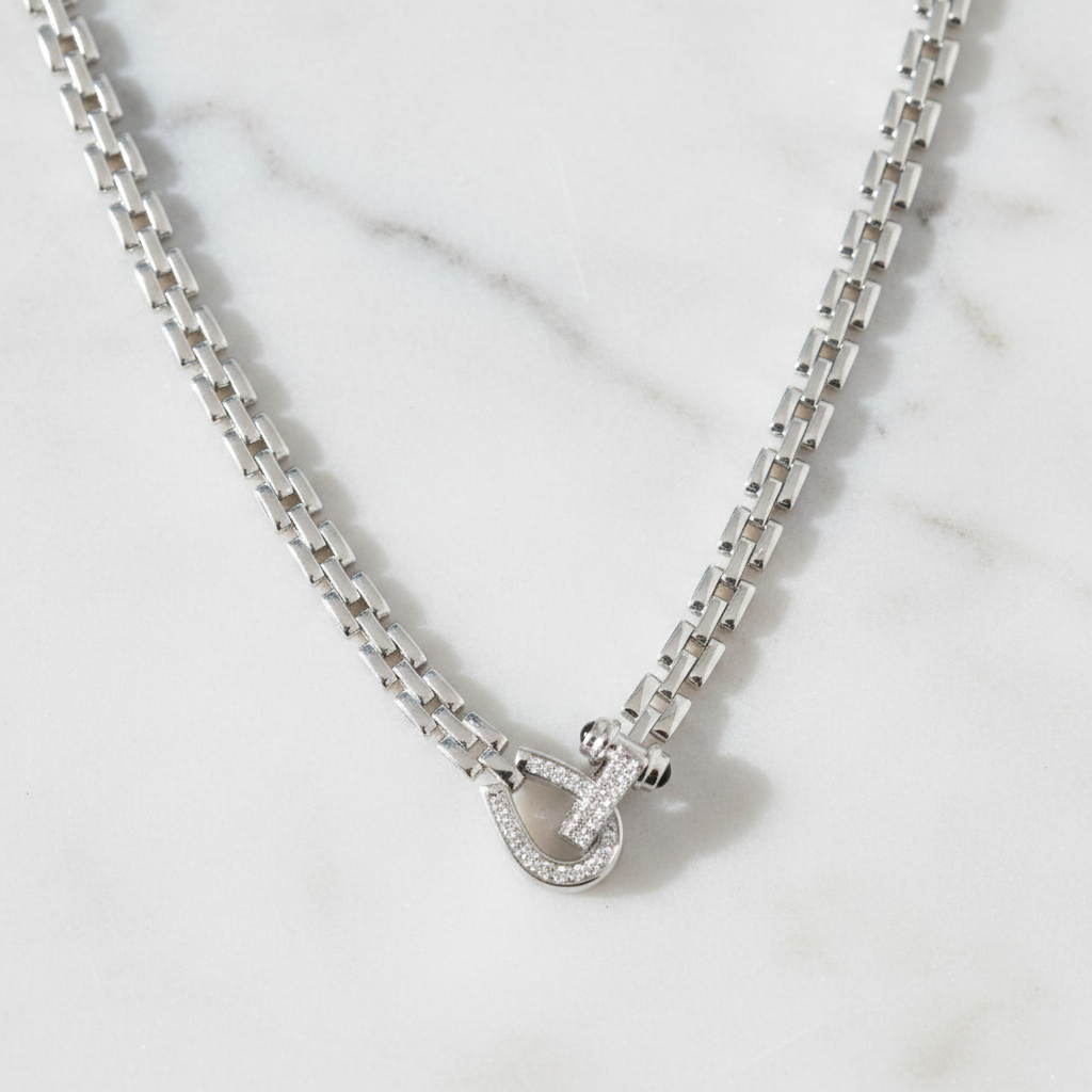 Miss Mimi Equestrian Square Link Necklace